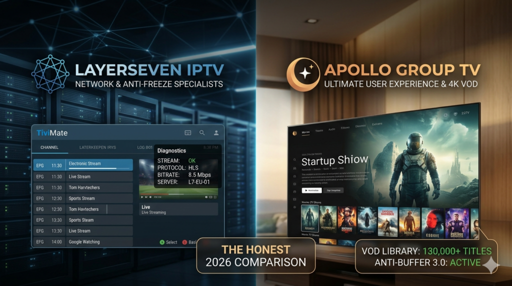 Technical diagnostic display for LayerSeven IPTV showing