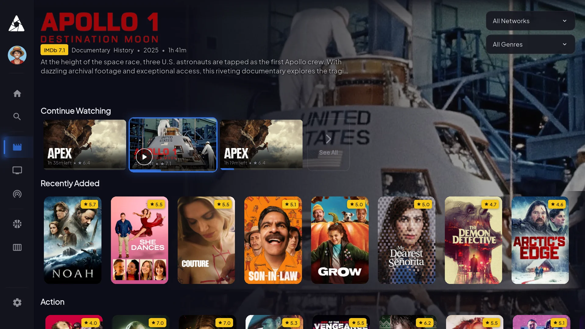 Apollo Group TV movie detail page with cast and synopsis